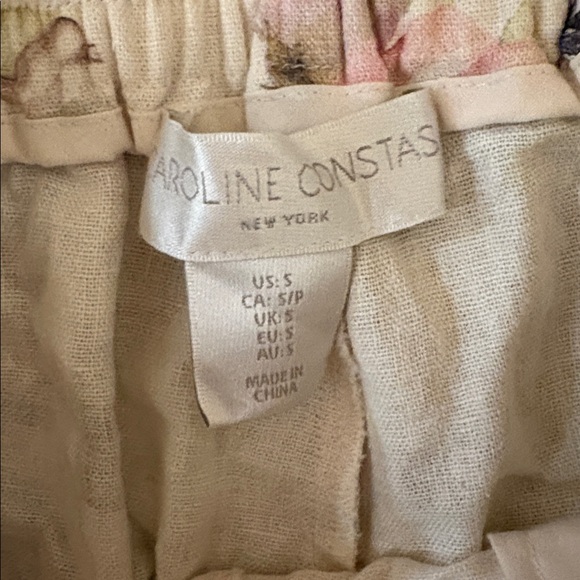 Caroline Constas Linen Floral Belted Shorts SZ S EUC - Picture 5 of 6